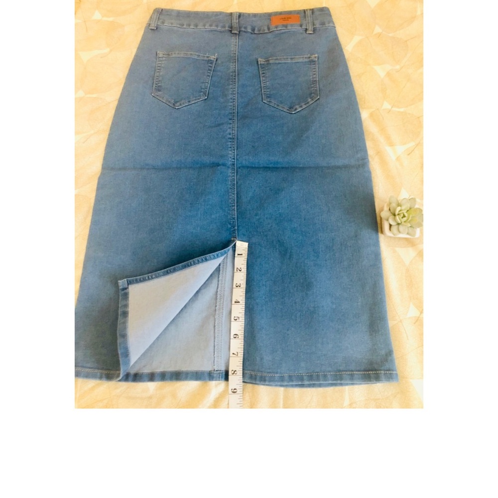 Blue Stretchy Denim Skirt - Picture 6 of 6